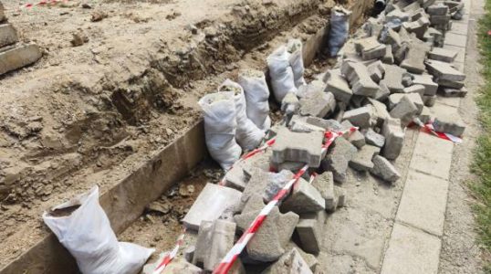 Pedestrian tiles floor sidewalk construction site